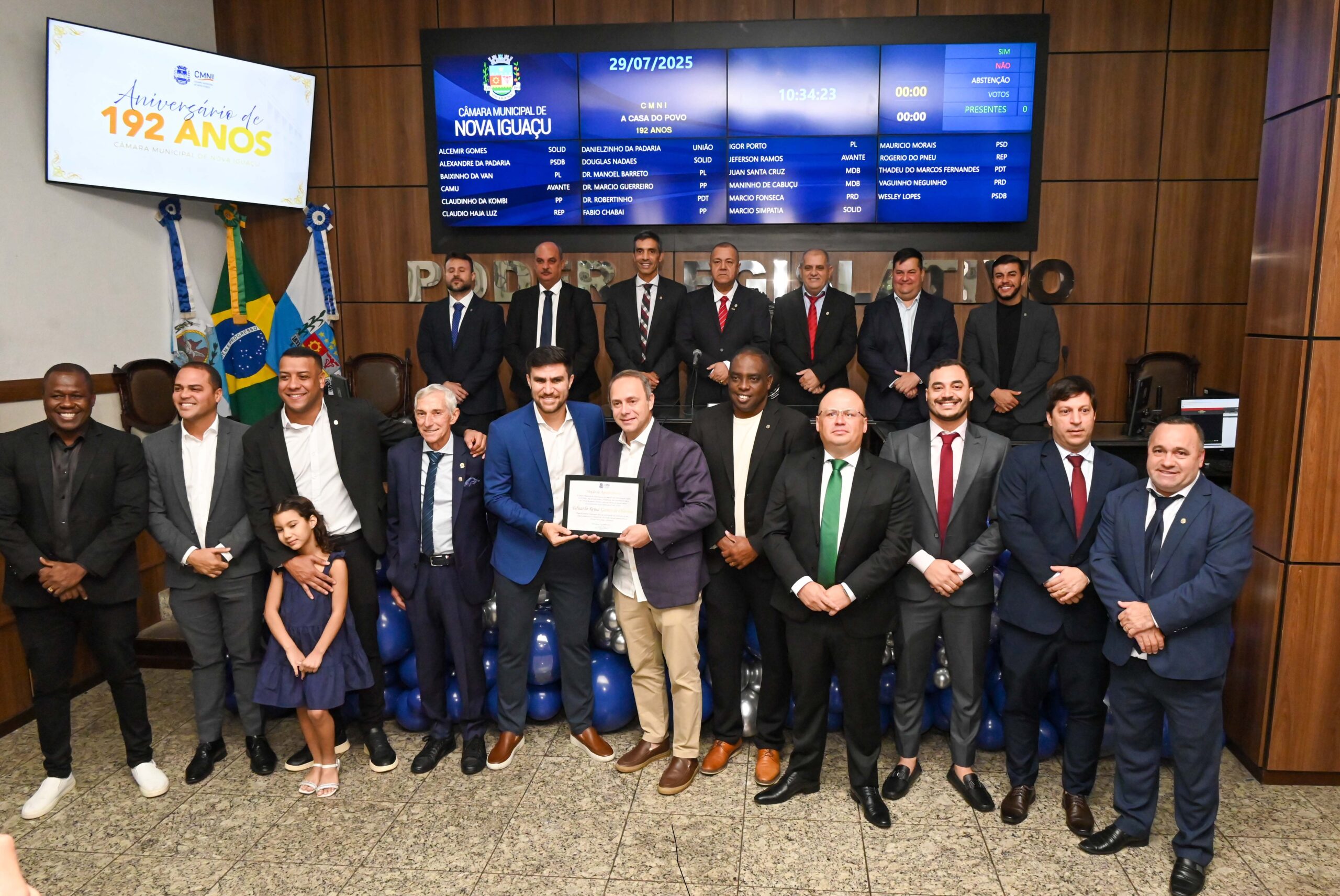 Com emoções e homenagens Câmara de Vereadores de Nova Iguaçu comemora 192 anos de fundação