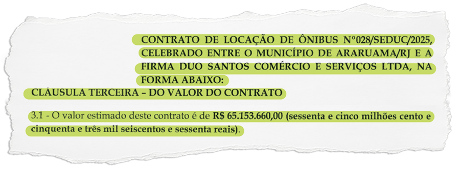 Novamente sem licitação: Educação de Araruama faz contrato de mais de R$ 65 milhões para locação de ônibus escolares
