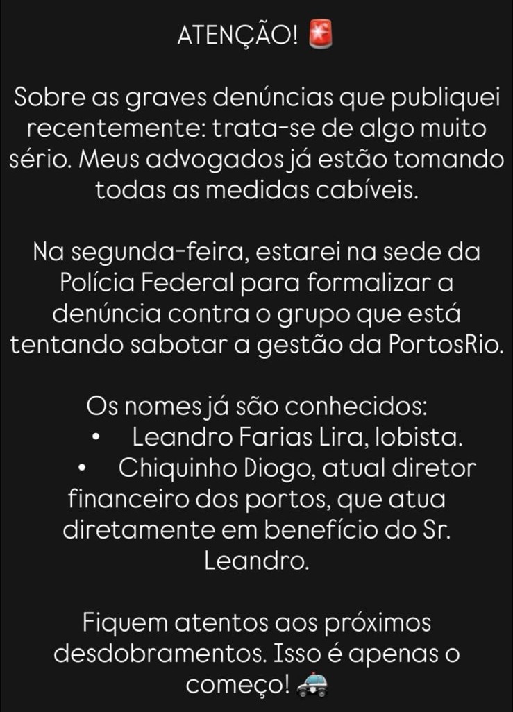 Transformação da PortosRio em abrigo para membros do grupo de Waguinho já começa a dar confusão, com promessa de denúncia à PF