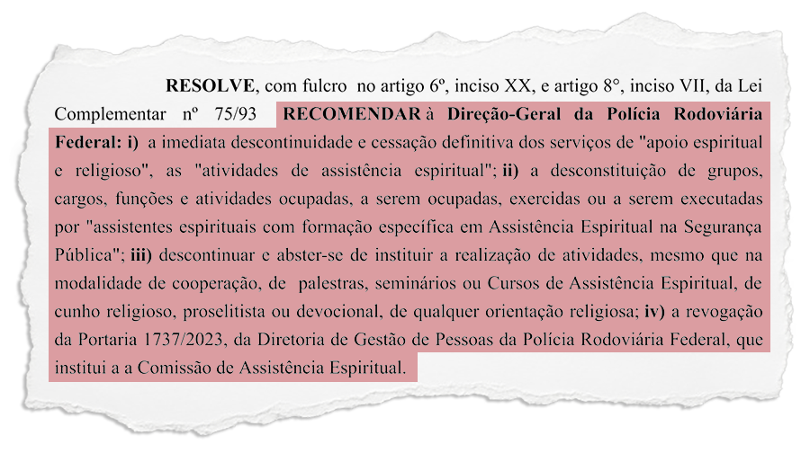 Contra doutrinação religiosa na PRF Ministério Público Federal reforça princípio da laicidade na instituição