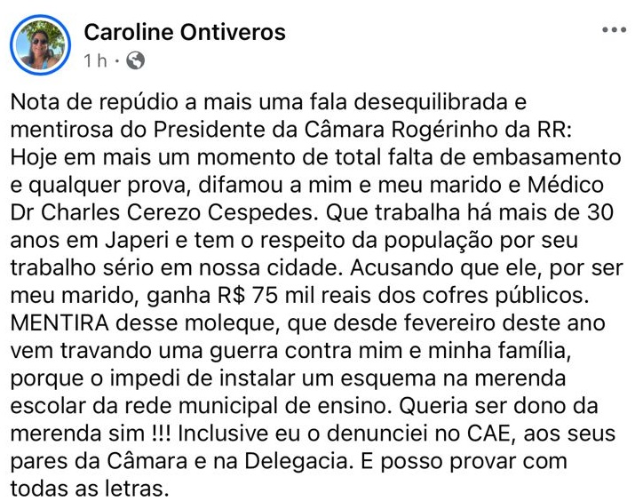 Suposto interesse no fornecimento de merenda escolar estaria por trás dos ataques ao governo, revela secretária de Educação de Japeri
