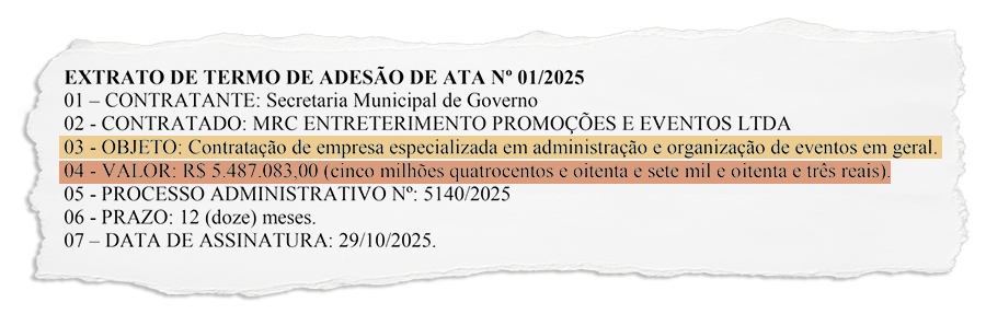 Sem licitação: Prefeitura de Porto Real vai gastar mais de R$ 5 milhões com estrutura para eventos