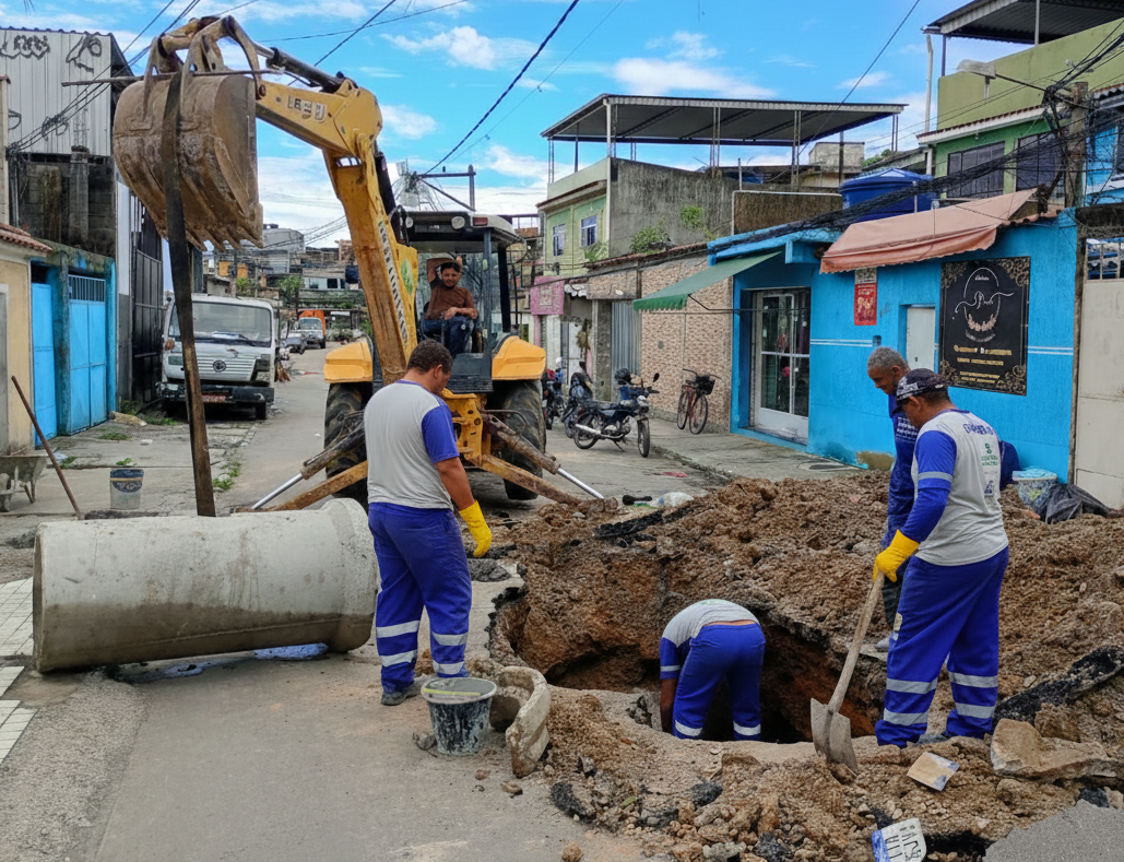 Meriti: Prefeitura realiza obras de drenagem na Bacia de Éden