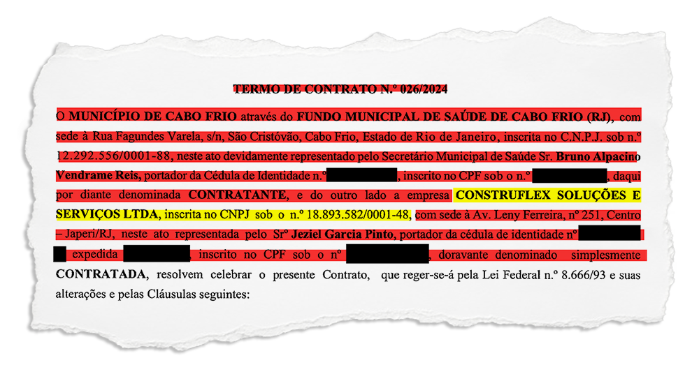 Cabo Frio: Empresa com contrato sob investigação teria atuado no município com dois CNPJs diferentes, segundo apontam documentos oficiais
