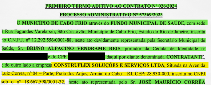 Cabo Frio: CNPJ atribuído em aditivo à empresa com contrato sob investigação pertence a outra firma