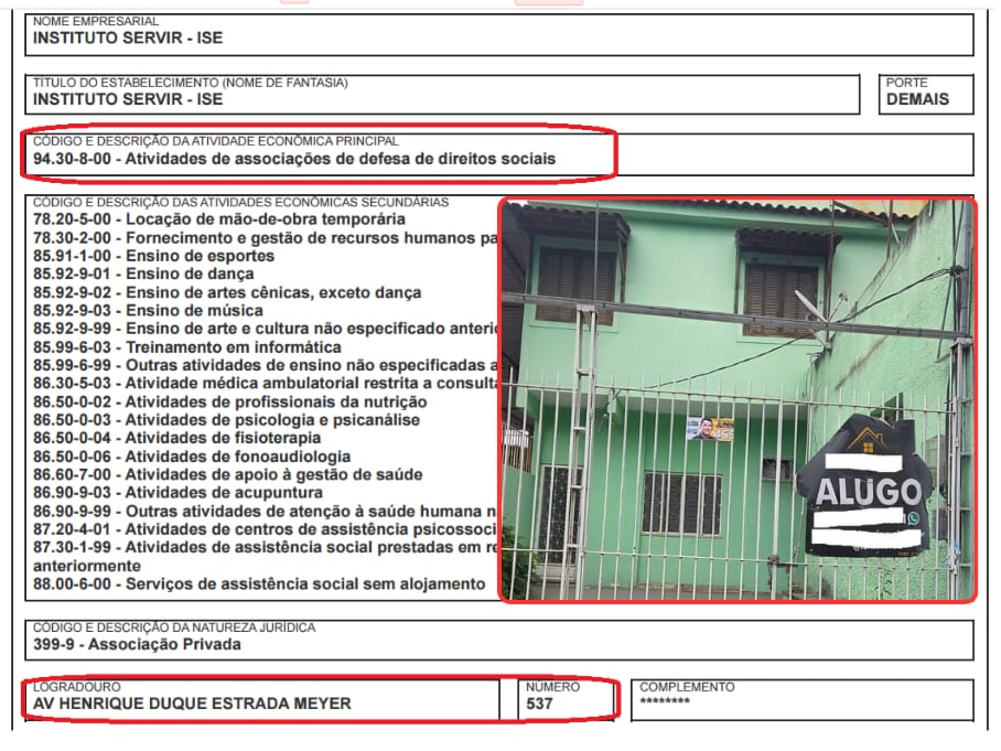 Imóvel que consta como sede no CNPJ de uma OS contratada por R$ 96,6 milhões pela Prefeitura de Queimados está vazio e com placa de aluga-se